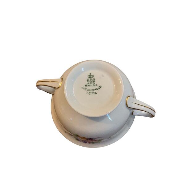 H & C Heinrich Vintage Bouillon Cup Senta Pattern Broth Double Handle Floral - Picture 6 of 7